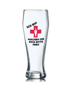 Lustiges Bierglas Weizenbierglas Bayern 0,5L - ICH BIN - ARZT - MACHEN SIE SICH BITTE FREI!