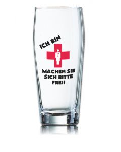 Lustiges Bierglas Willibecher 0,5L - Ich bin - ARZT - machen Sie sich bitte frei!