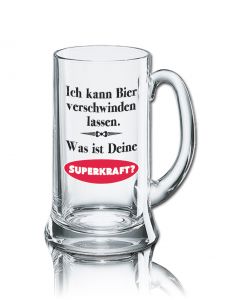 Lustiges Bierglas Bierkrug Icon 0,5L - Dekor: Ich kann Bier verschwinden lassen. - Was ist Deine SUPERKRAFT?