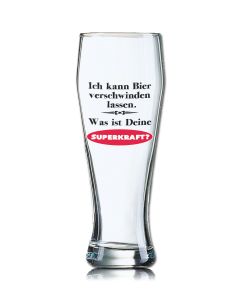 Lustiges Bierglas Weizenbierglas Bayern 0,5L - Ich kann Bier verschwinden lassen. Was ist Deine SUPERKRAFT?